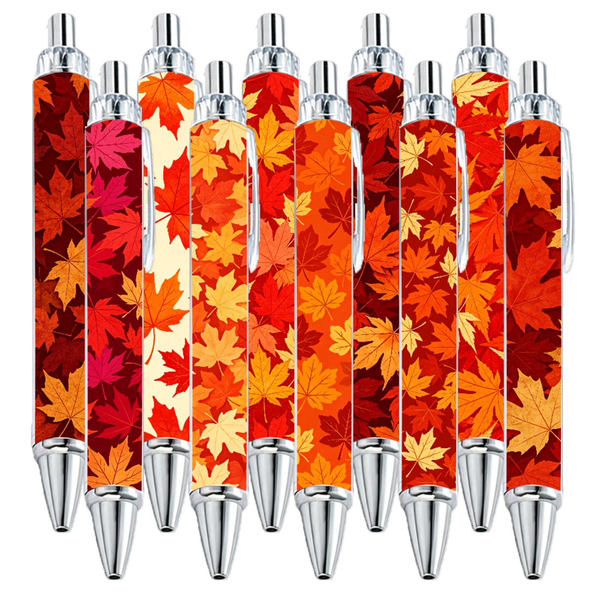 Autumn Maple Leaf Push-Type Gel Pens - 10-Piece Set