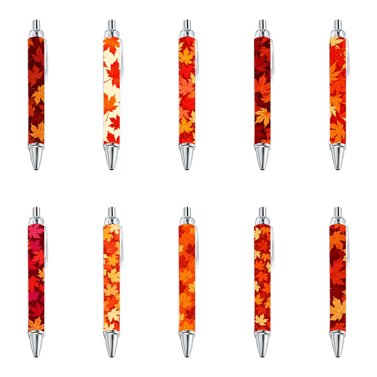 Autumn Maple Leaf Push-Type Gel Pens - 10-Piece Set