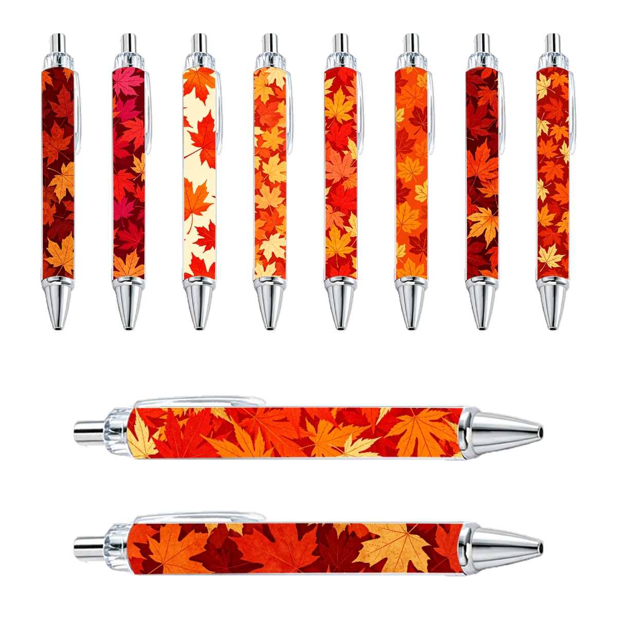 Autumn Maple Leaf Push-Type Gel Pens - 10-Piece Set