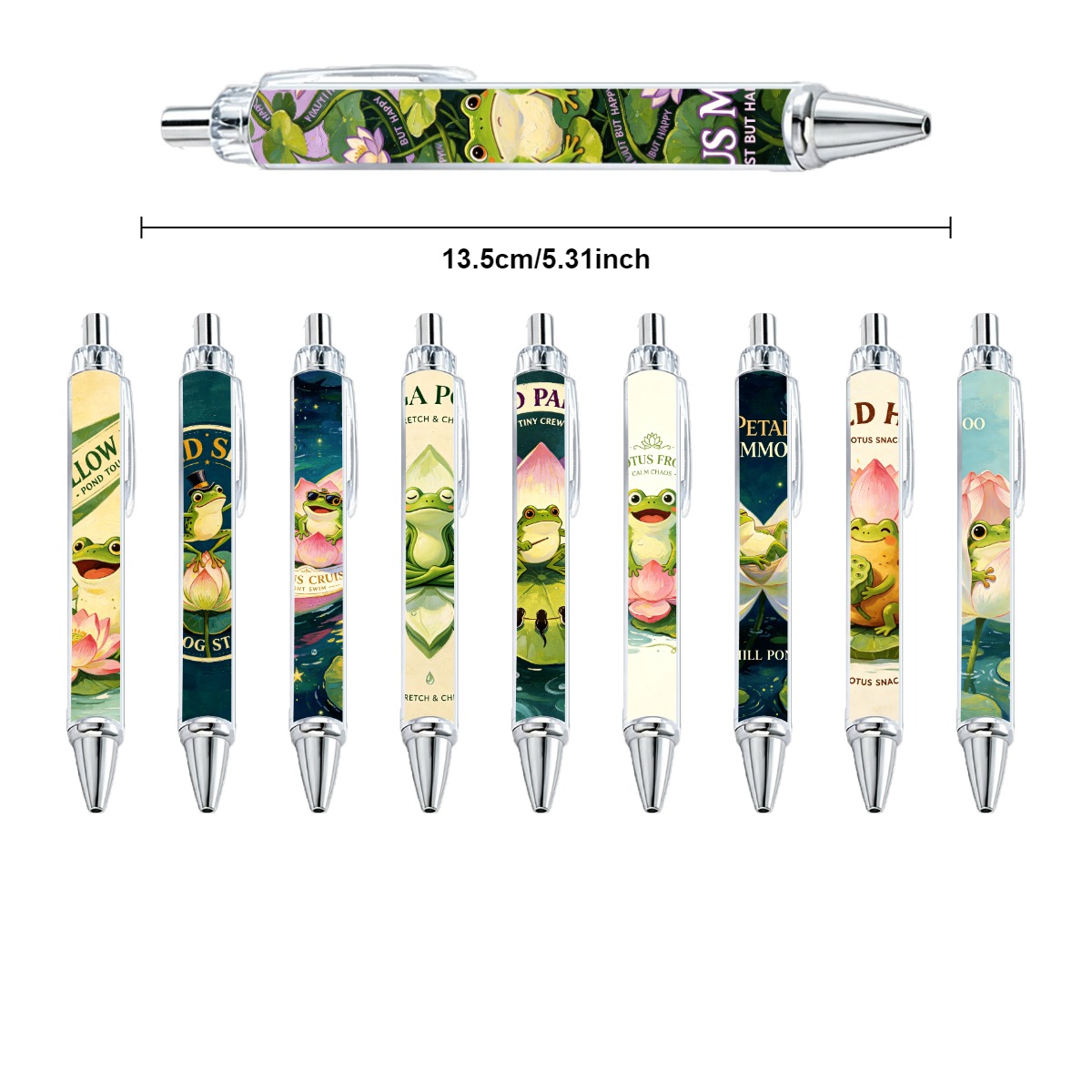 10-Pack Whimsical Frog and Lotus Gel Pens