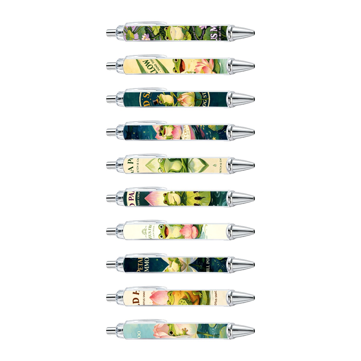 10-Pack Whimsical Frog and Lotus Gel Pens