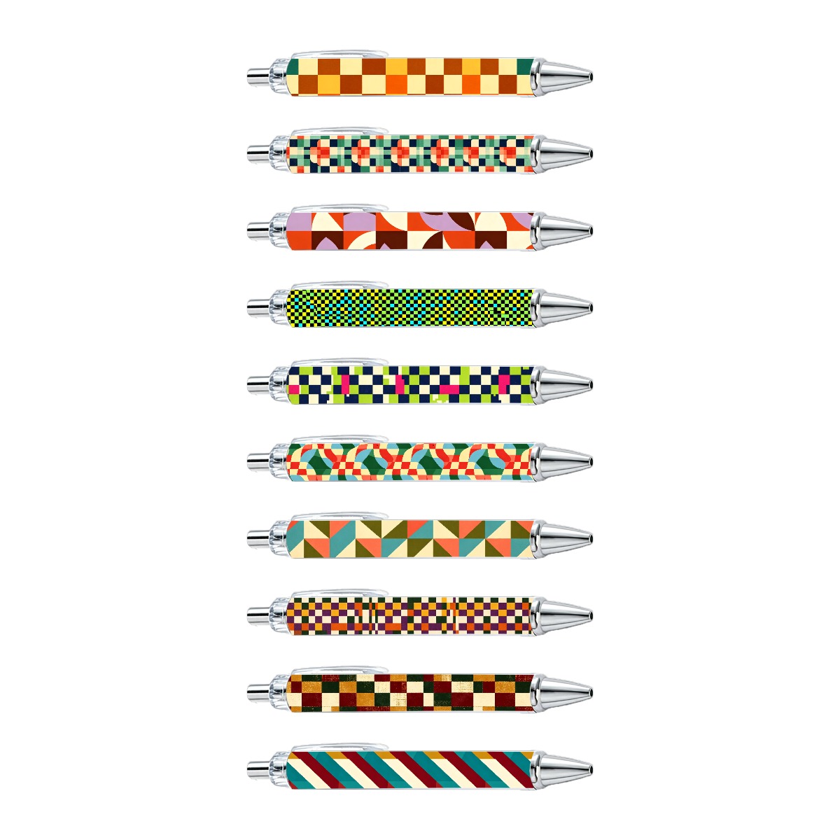 Geometric Pattern Retractable Gel Pens - 10-Pack