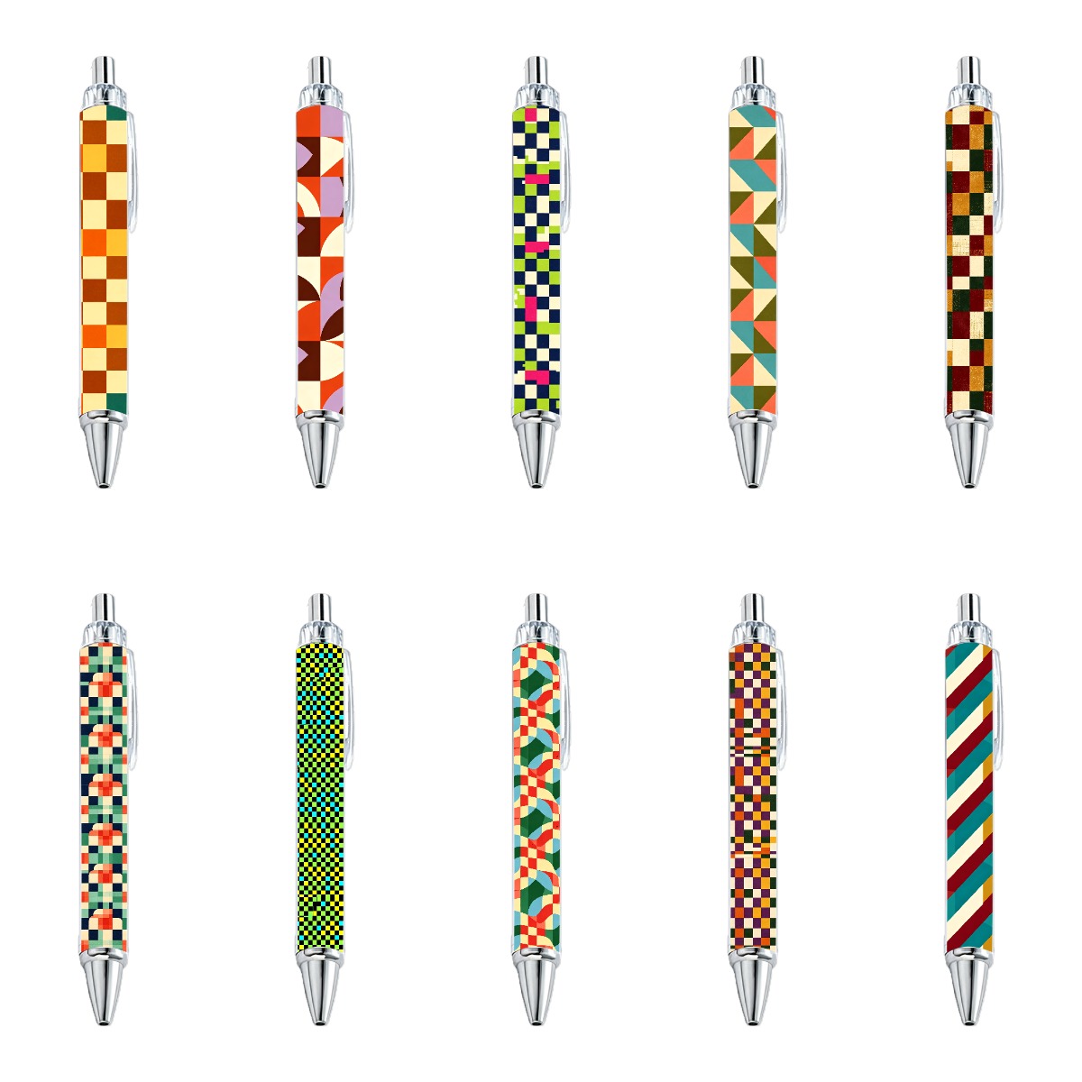 Geometric Pattern Retractable Gel Pens - 10-Pack