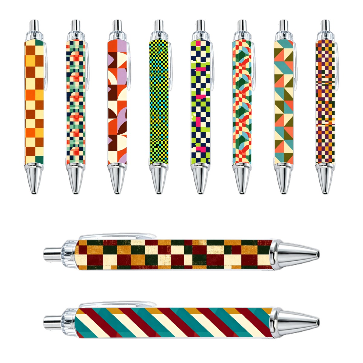 Geometric Pattern Retractable Gel Pens - 10-Pack