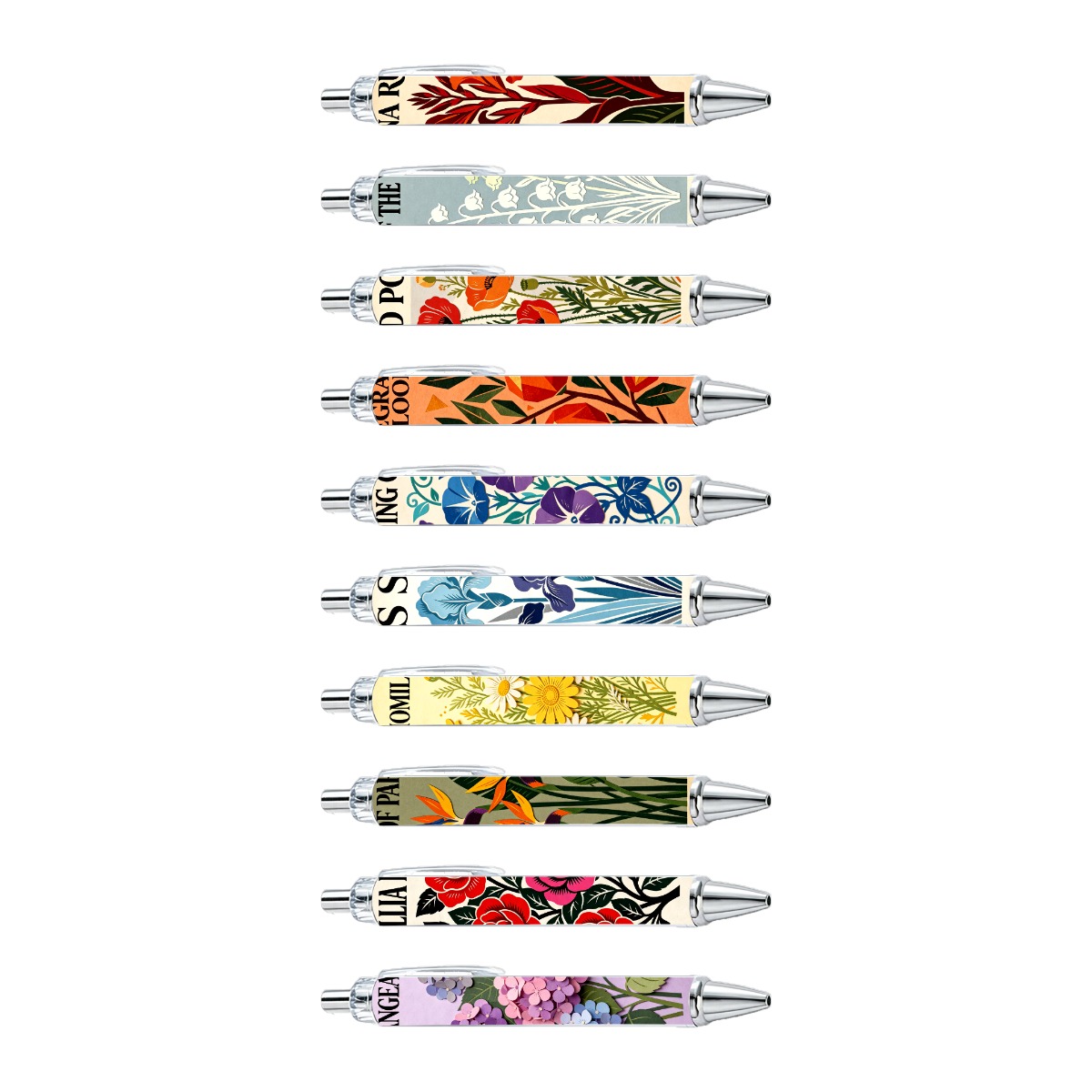 Floral Artistry Ballpoint Pens - 10pc Set