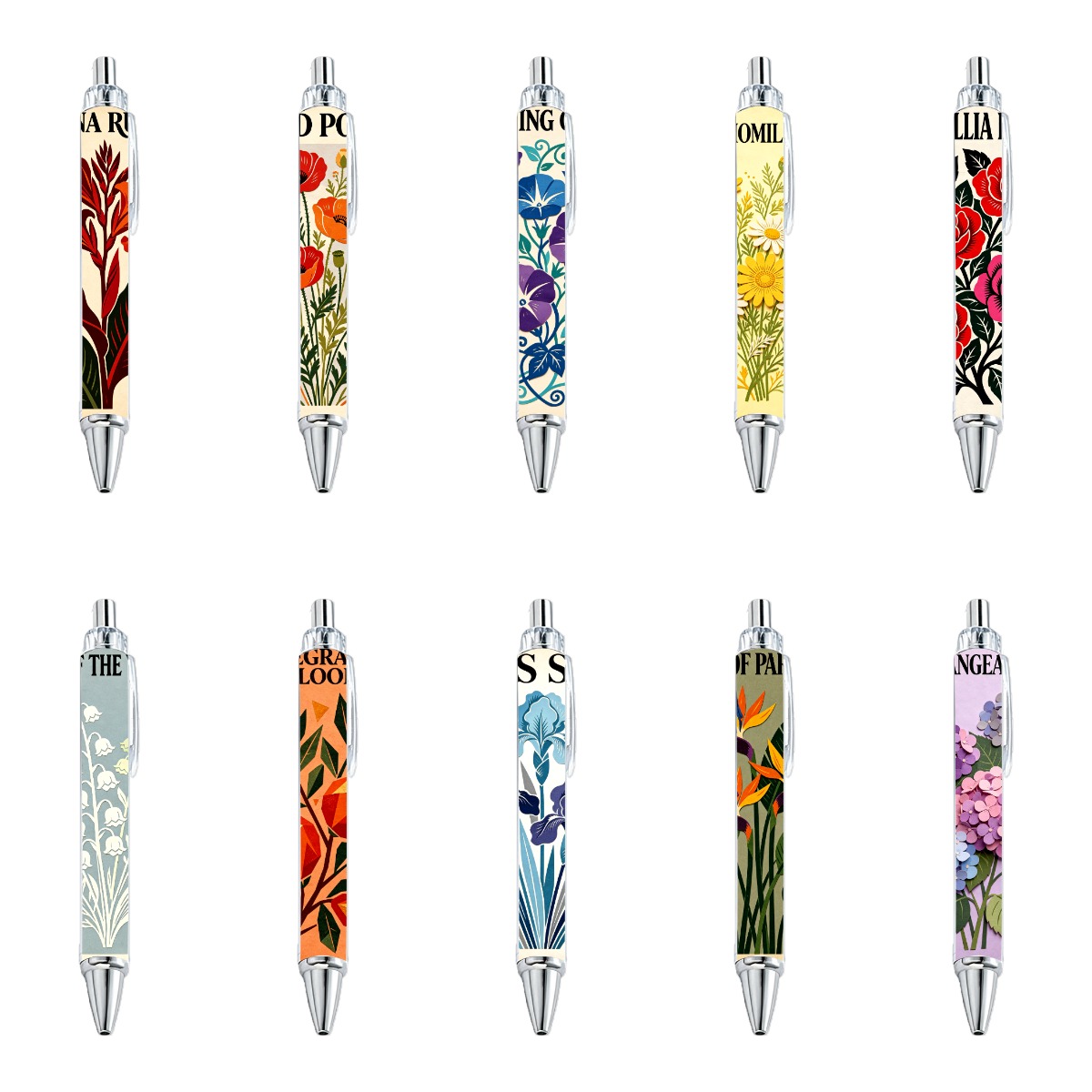 Floral Artistry Ballpoint Pens - 10pc Set
