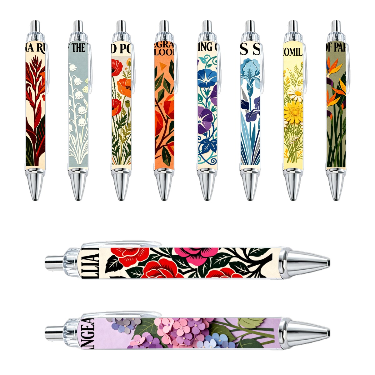 Floral Artistry Ballpoint Pens - 10pc Set