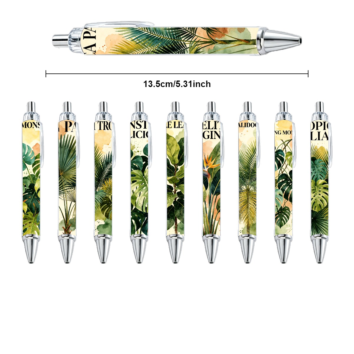 Tropical Leaf Retractable Gel Pens - 10-Pack