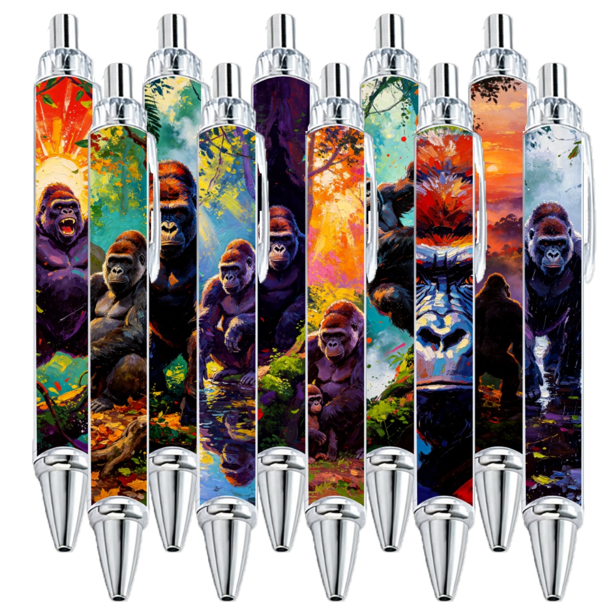 Artistic Gorilla Ballpoint Pens - 10-Pack