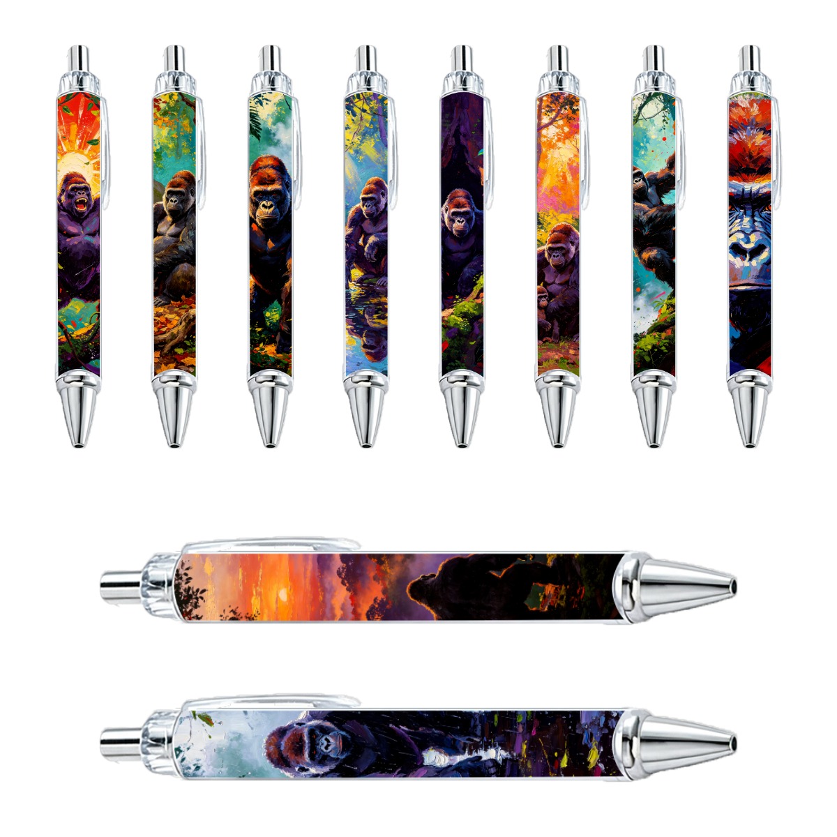 Artistic Gorilla Ballpoint Pens - 10-Pack