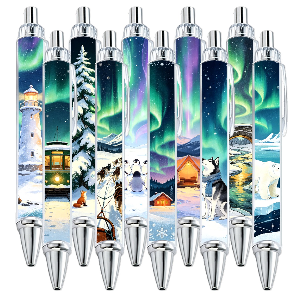 10-Pack Winter Aurora Borealis Gel Pens