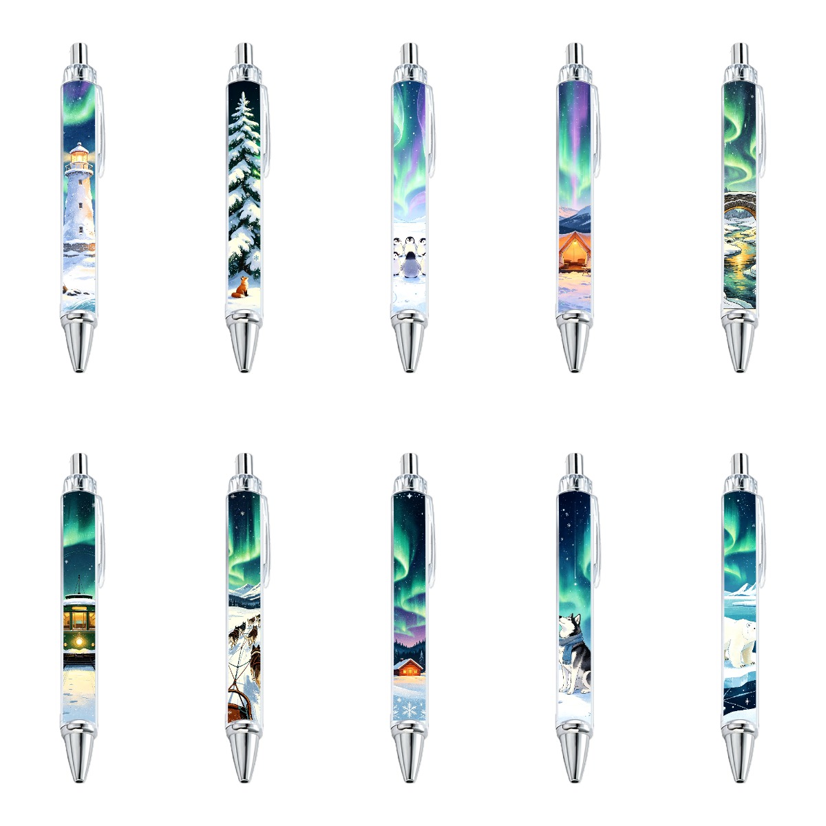 10-Pack Winter Aurora Borealis Gel Pens