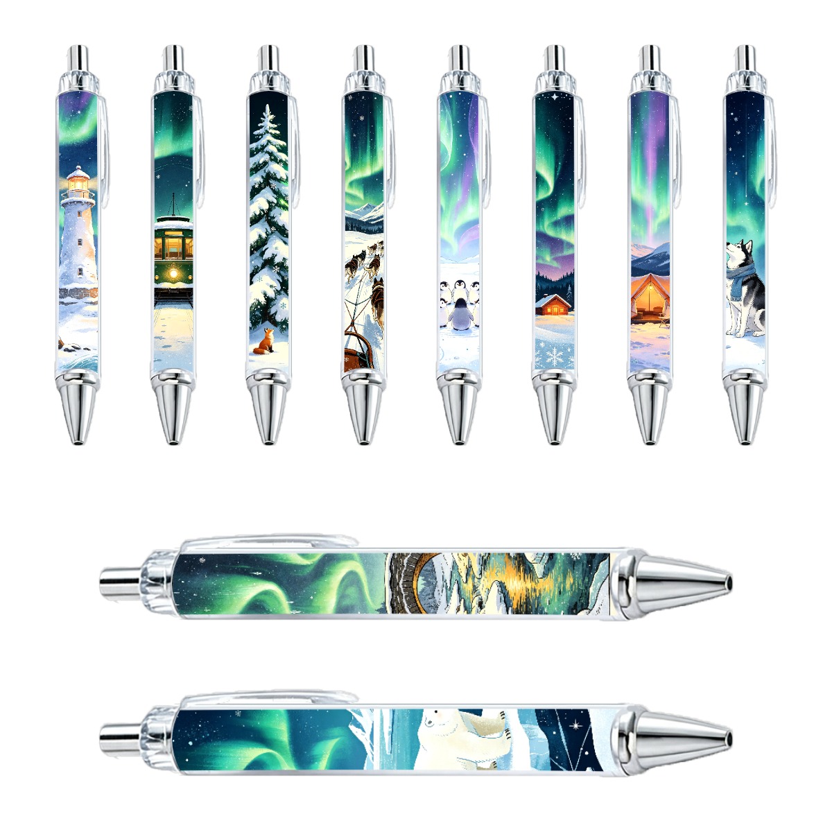 10-Pack Winter Aurora Borealis Gel Pens