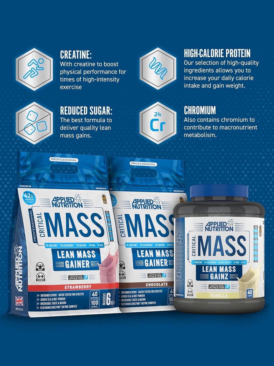 Mass Gainz | Chocolate, 2.4kg | Mass Gain | Creatine and Chromium | 40 Servings