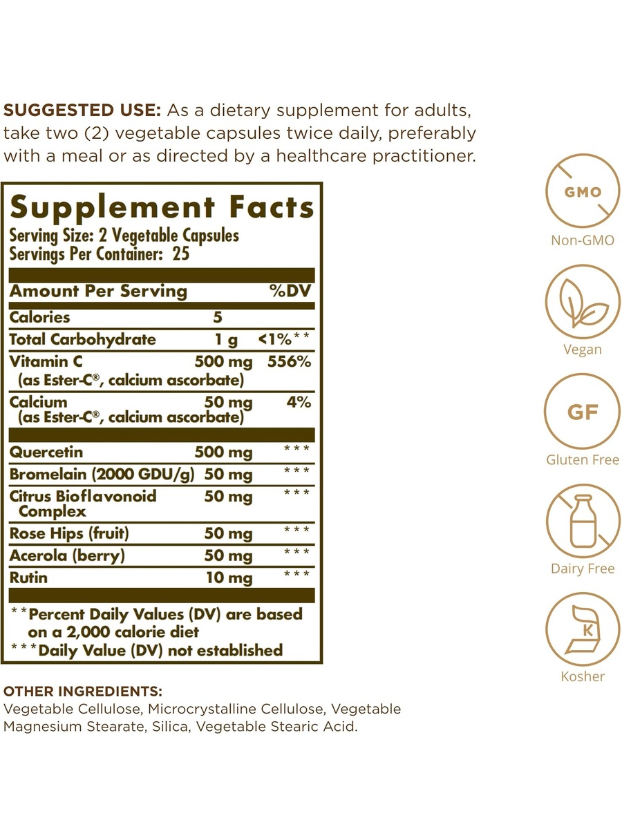 Quercetin Complex Vegetable Capsules | Natural Seasonal Support | 50 Capsules