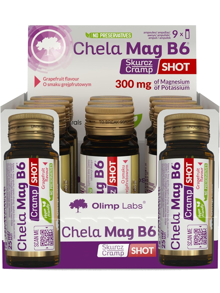 Chela-Mag B6 Cramp Shot | CHERRY, 25ml x 9 | Muscle Function Support | Magnesium + Vitamin B6 | Pack of 9