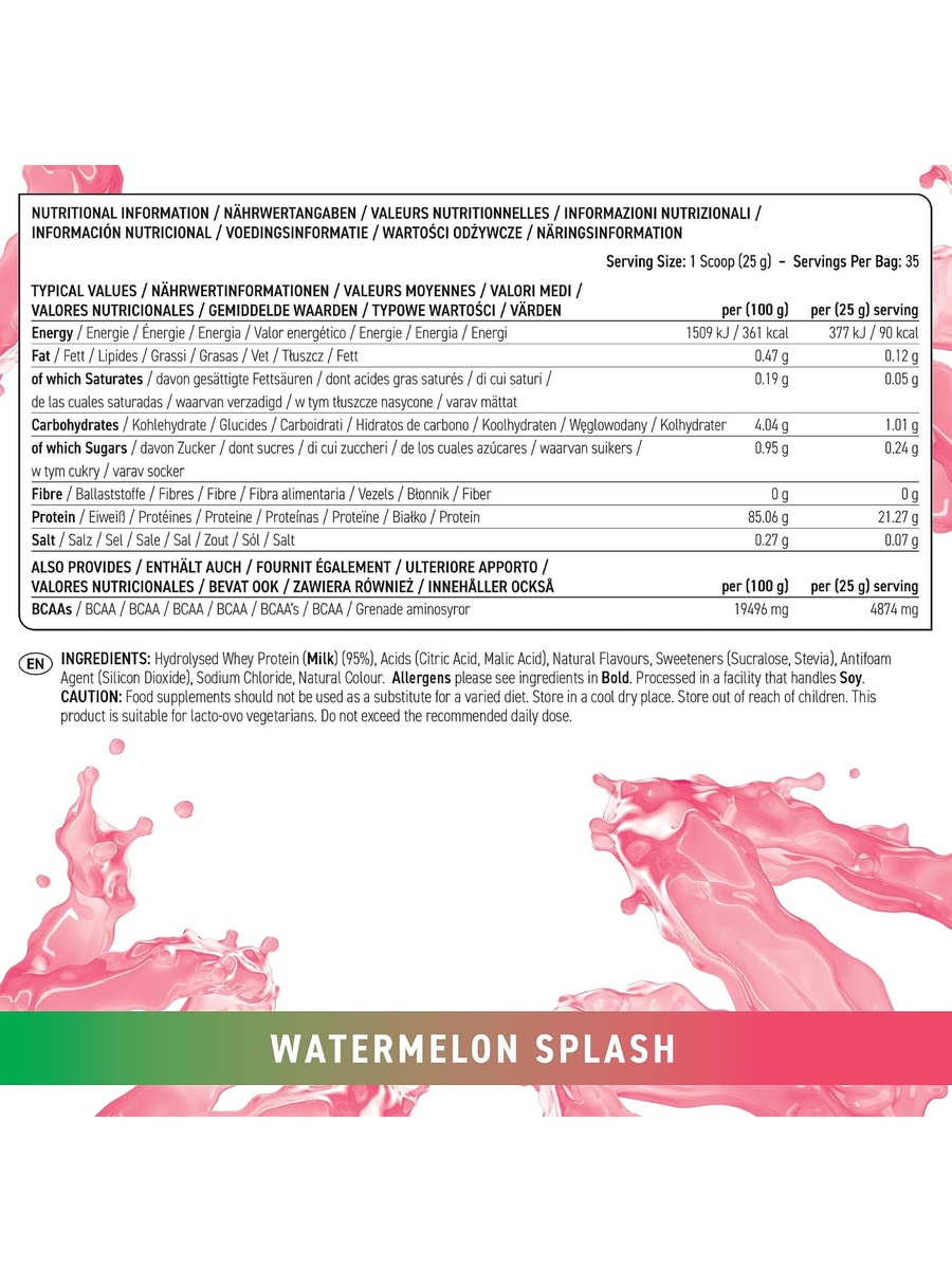 Clear Whey Isolate | Watermelon, 875g | High Protein, Low Calorie | Over 21g Hydrolysed Whey Protein Isolate | 35 Servings