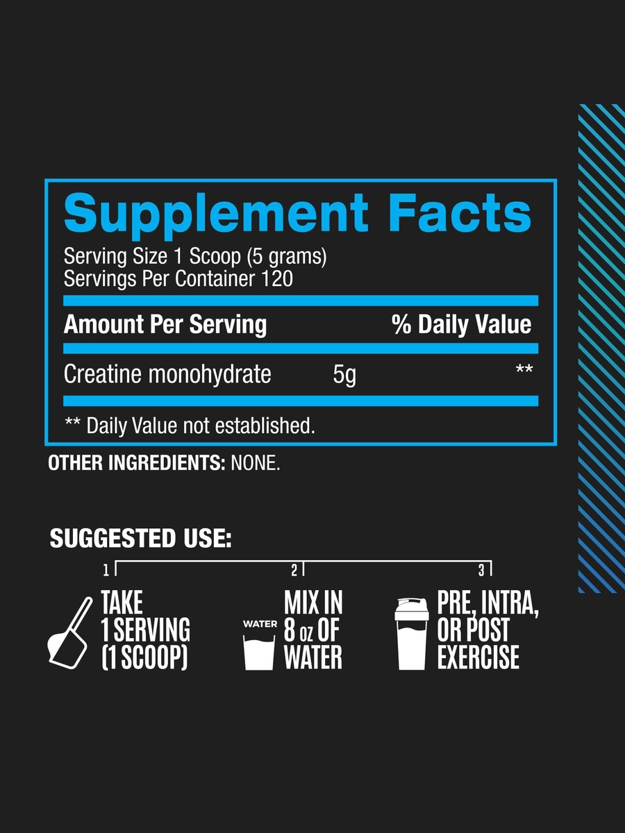 Micronized Creatine | Unflavored, 600 g | Muscle Growth and Strength | 5g Creatine Monohydrate | 120 Servings