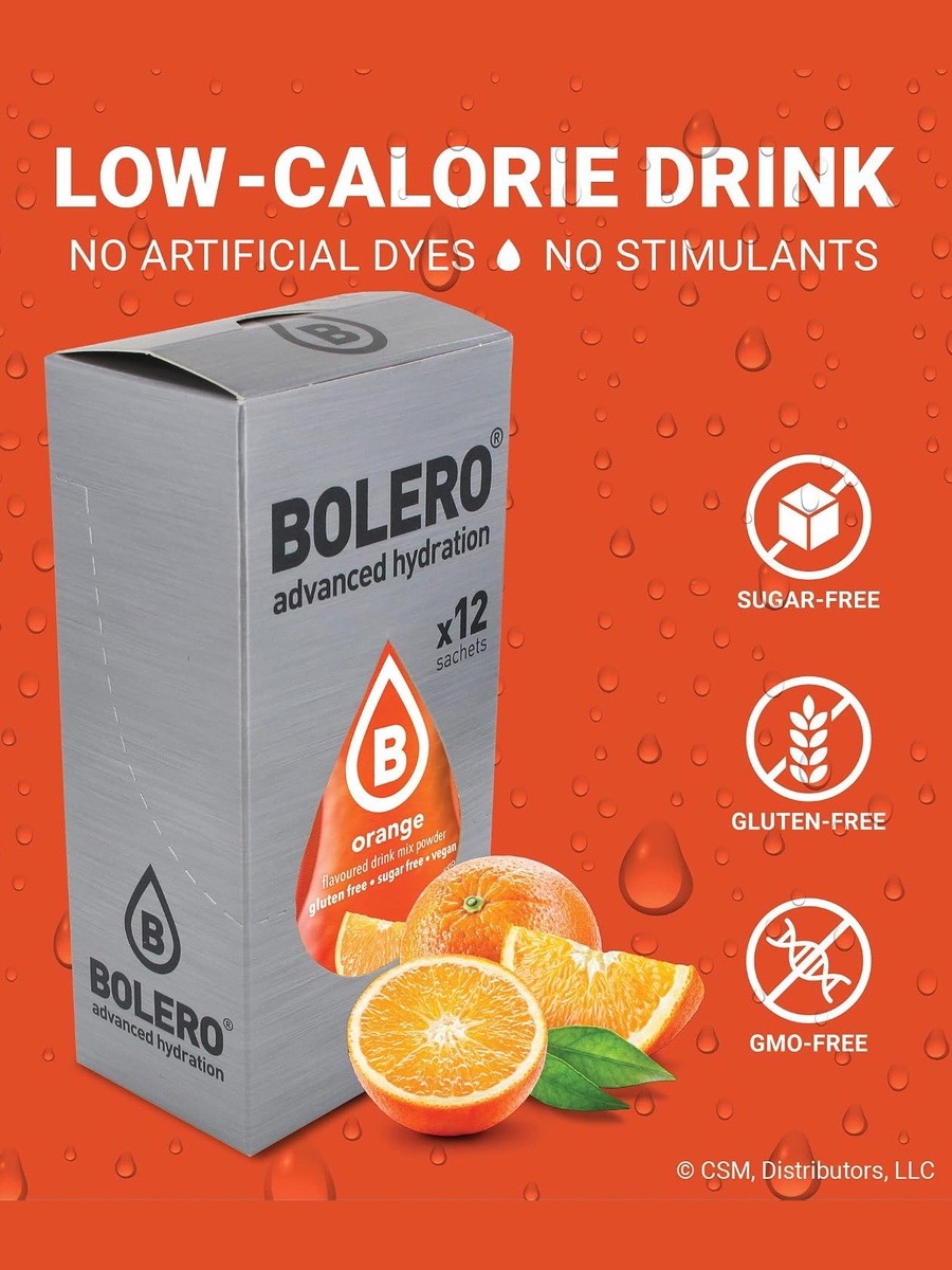 Advanced Hydration Drink Mix | Orange Flavour | Sugar-Free & Gluten-Free | Vegan Instant Beverage Powder | 12 Sticks | Makes up to 6 Litres