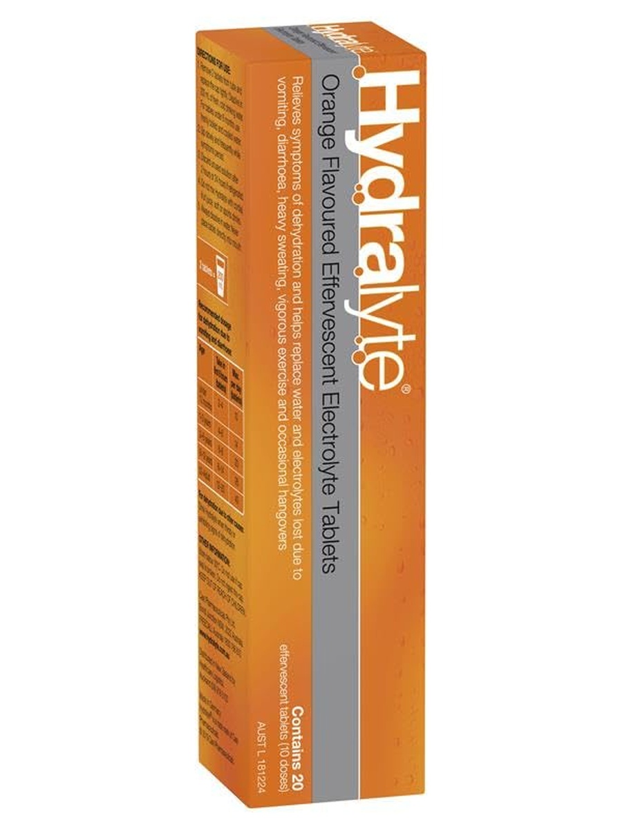 Effervescent Electrolyte Tablets | Orange Flavour, 20 Tablets | Electrolyte & Hydration Support | 20 Doses
