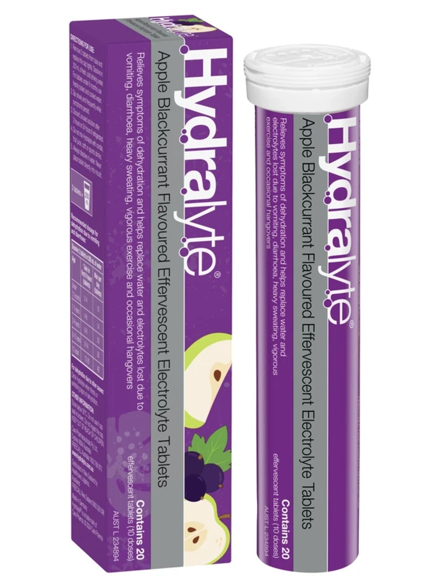 Effervescent Electrolyte Tablets | Apple Blackcurrant Flavour, 20 Tablets | Electrolyte & Hydration Support | 10 Doses