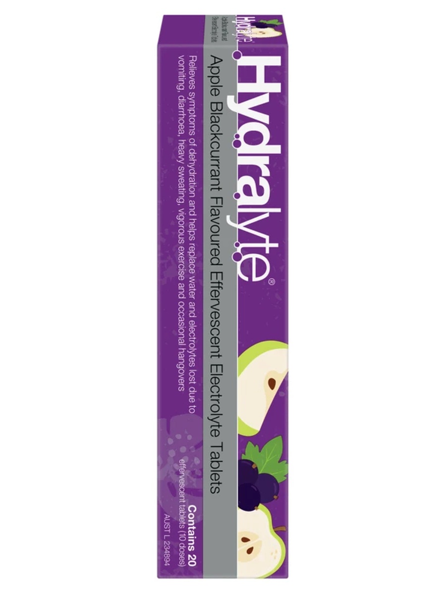 Effervescent Electrolyte Tablets | Apple Blackcurrant Flavour, 20 Tablets | Electrolyte & Hydration Support | 10 Doses