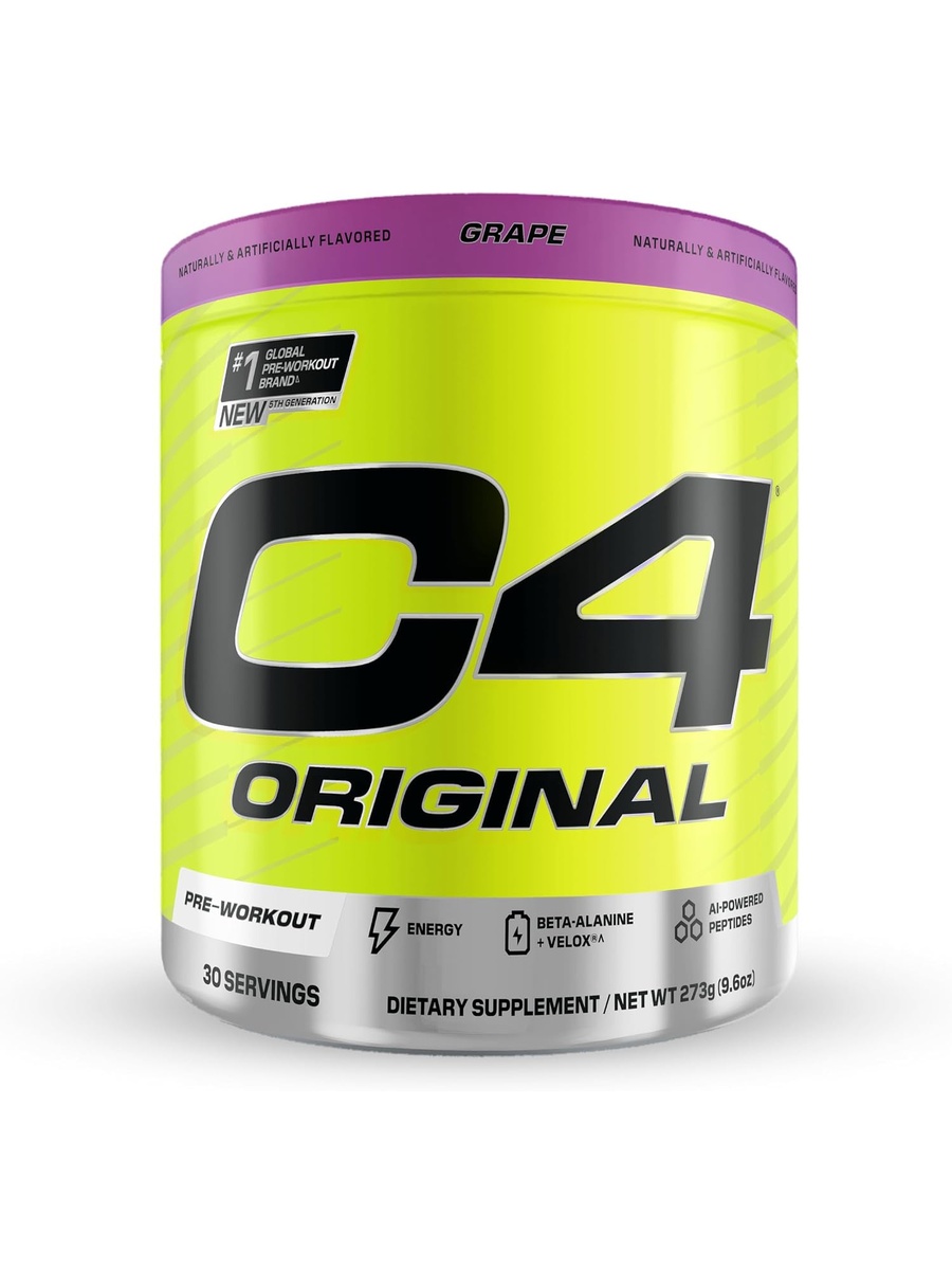 Pre-Workout Powder | Grape , 273 g | Beta-Alanine, 200 mg Caffeine | Muscle Strength | 30 Servings