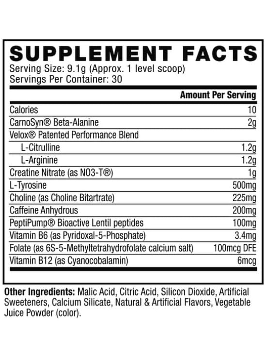 Pre-Workout Powder | Grape , 273 g | Beta-Alanine, 200 mg Caffeine | Muscle Strength | 30 Servings