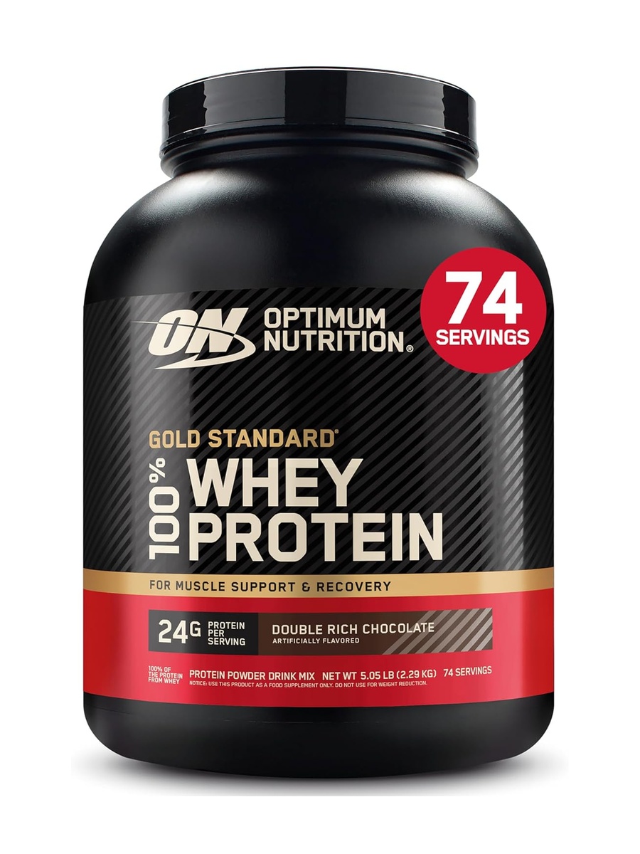 Gold Standard 100% Whey Protein Powder | Double Rich Chocolate Flavour, 5 lb (2.27 kg) | Whey Protein Isolate | Muscle Growth & Recovery Support | 74 Servings