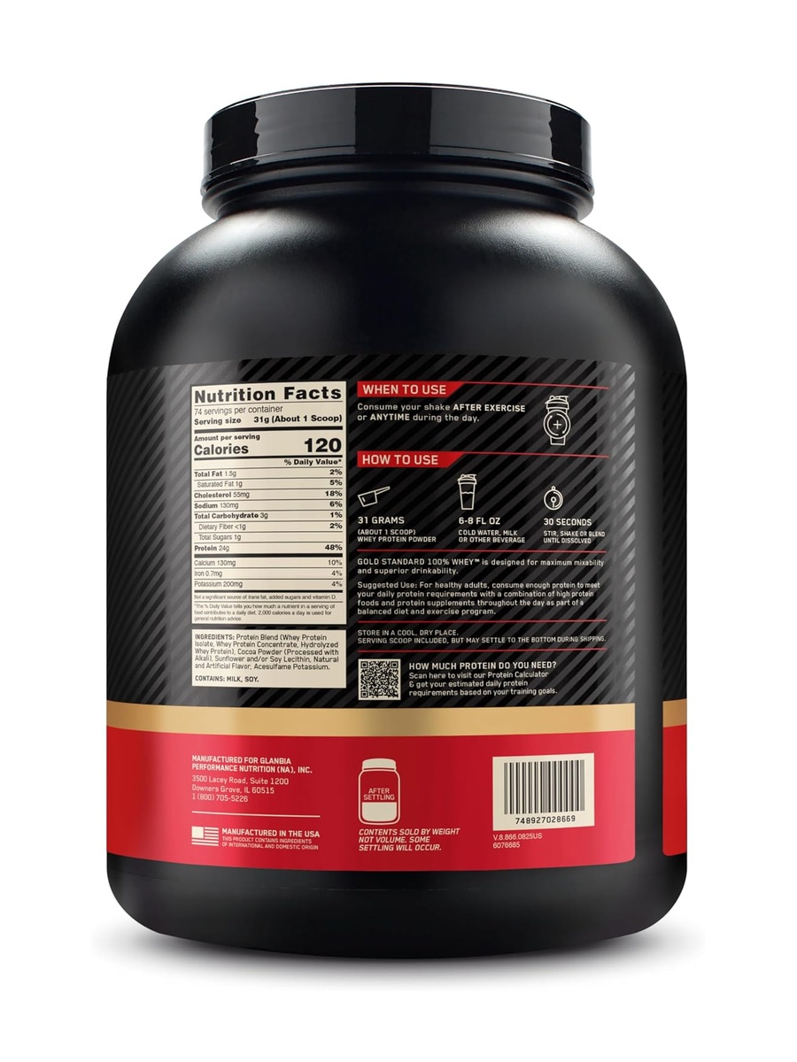 Gold Standard 100% Whey Protein Powder | Double Rich Chocolate Flavour, 5 lb (2.27 kg) | Whey Protein Isolate | Muscle Growth & Recovery Support | 74 Servings