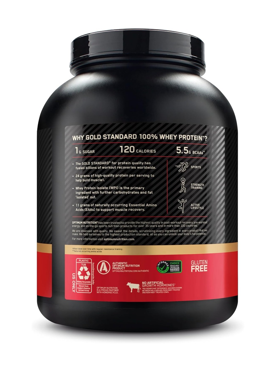 Gold Standard 100% Whey Protein Powder | Double Rich Chocolate Flavour, 5 lb (2.27 kg) | Whey Protein Isolate | Muscle Growth & Recovery Support | 74 Servings