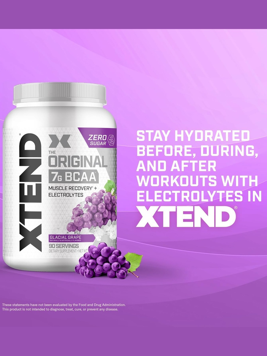 BCAA Powder | Glacial Grape | Post-Workout Muscle Recovery | 7g BCAAs | 90 Servings