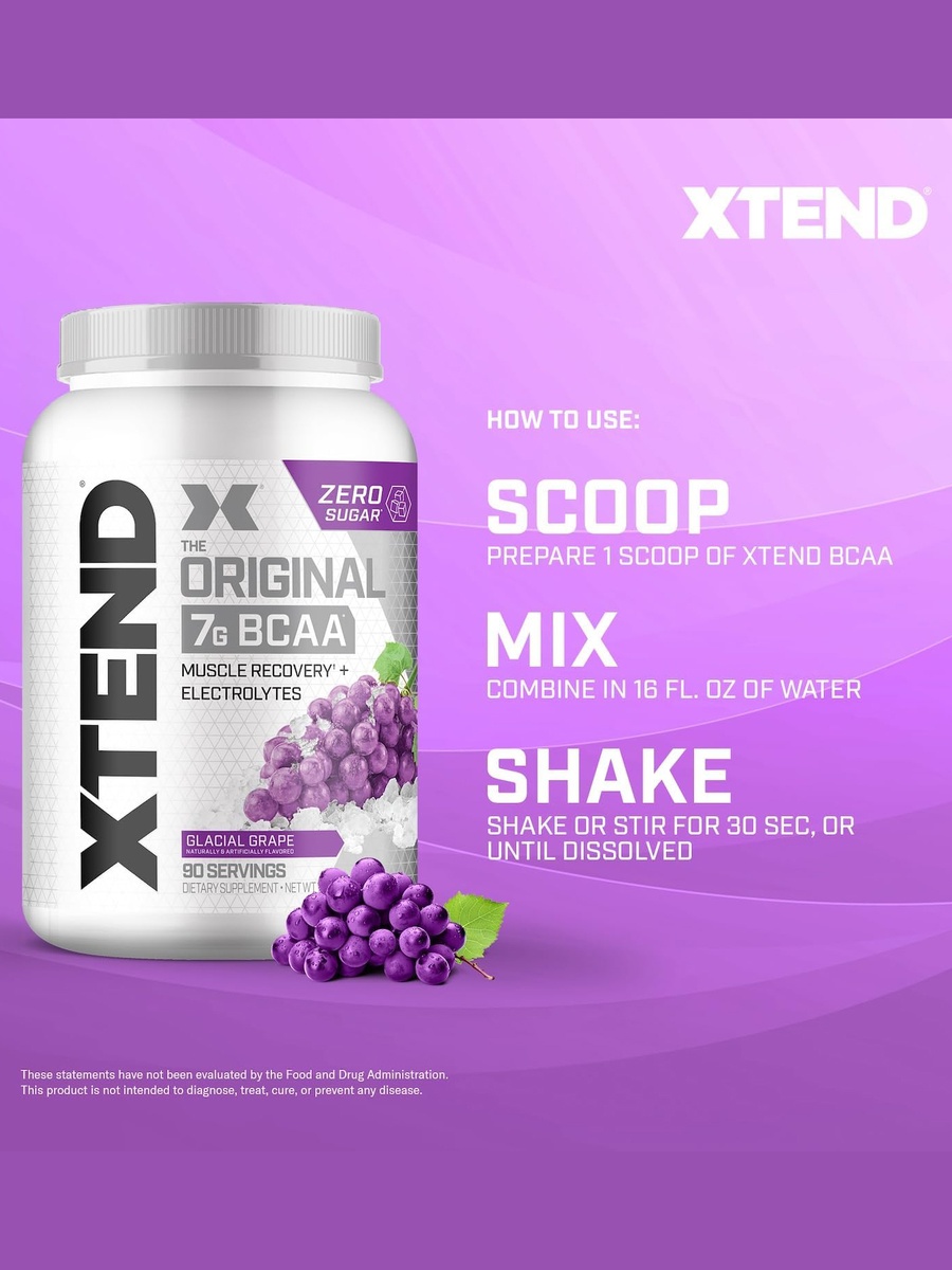 BCAA Powder | Glacial Grape | Post-Workout Muscle Recovery | 7g BCAAs | 90 Servings