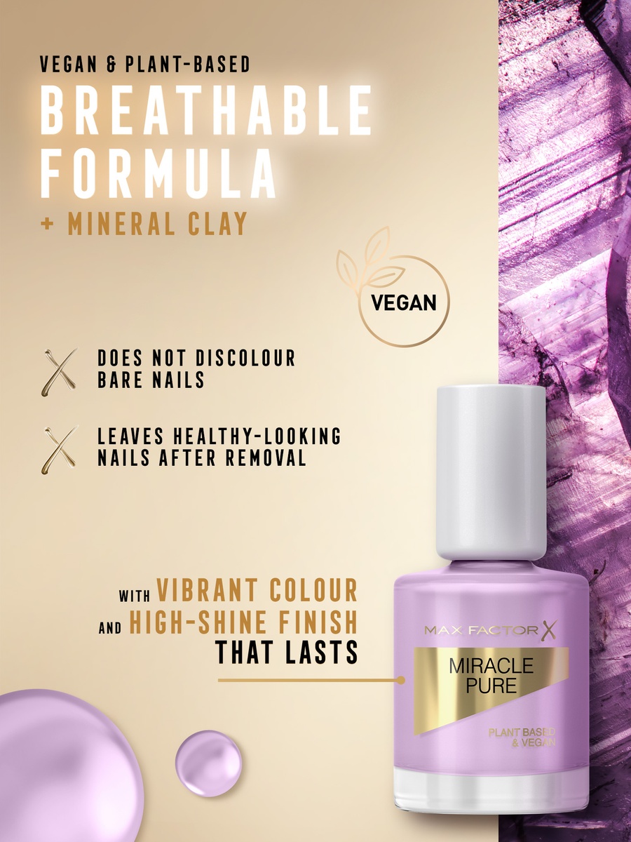 Miracle Pure Nail Polish, Healing Crystal Collection, Serene Amethyst, 12Ml