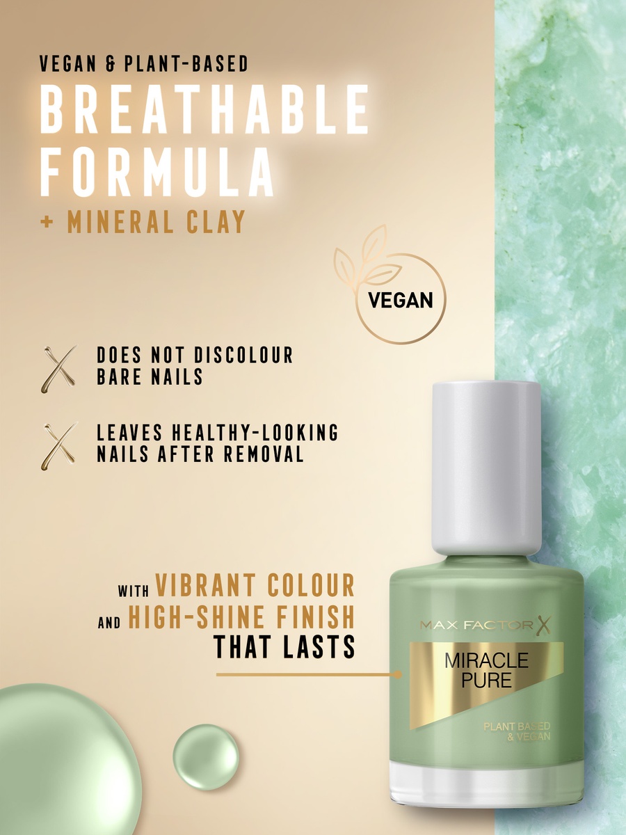 Miracle Pure Nail Polish, Healing Crystal Collection, Lucky Jade, 12Ml