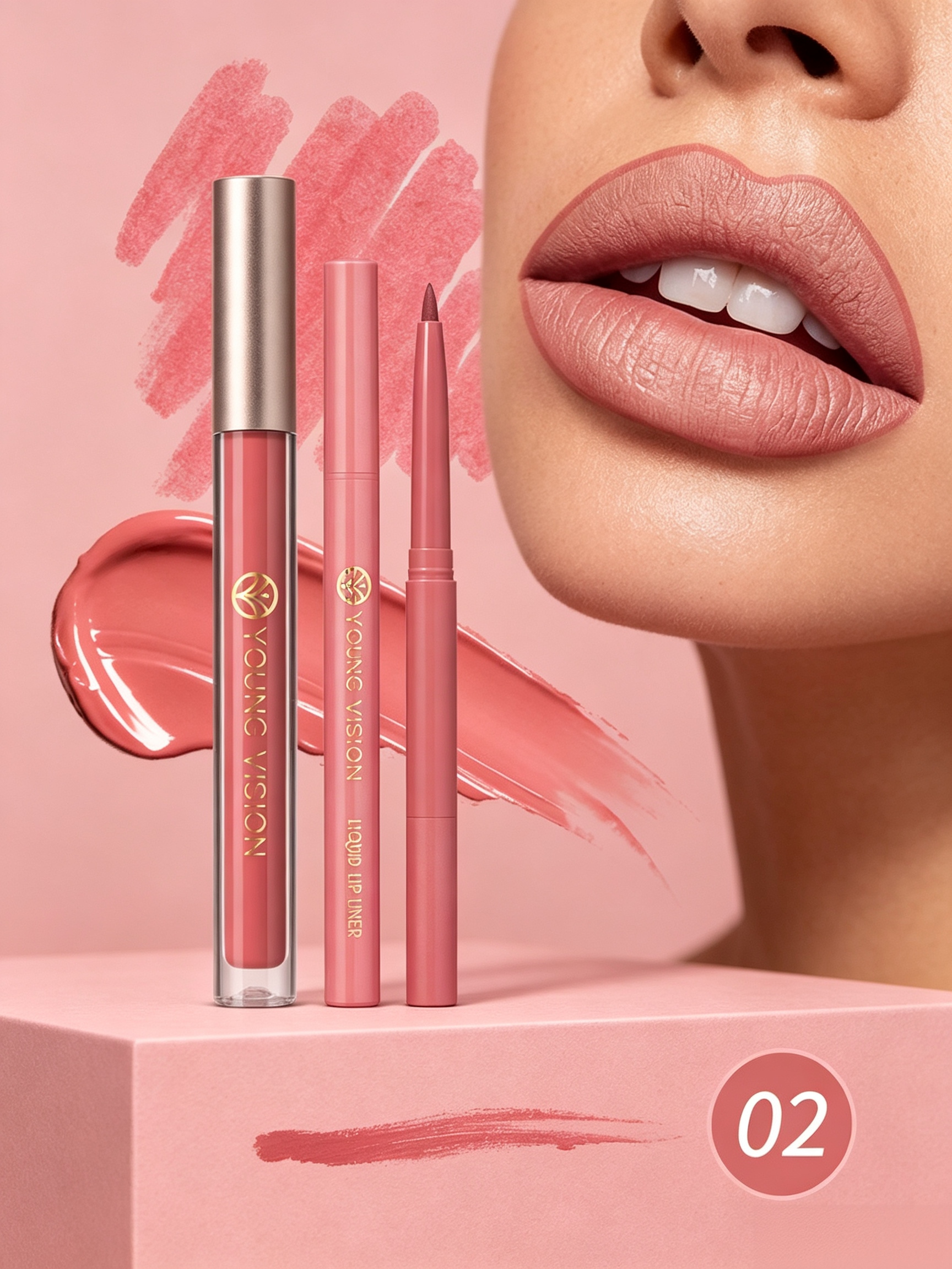 Lip Liner and Matte Lip Mud 2 in 1 Set