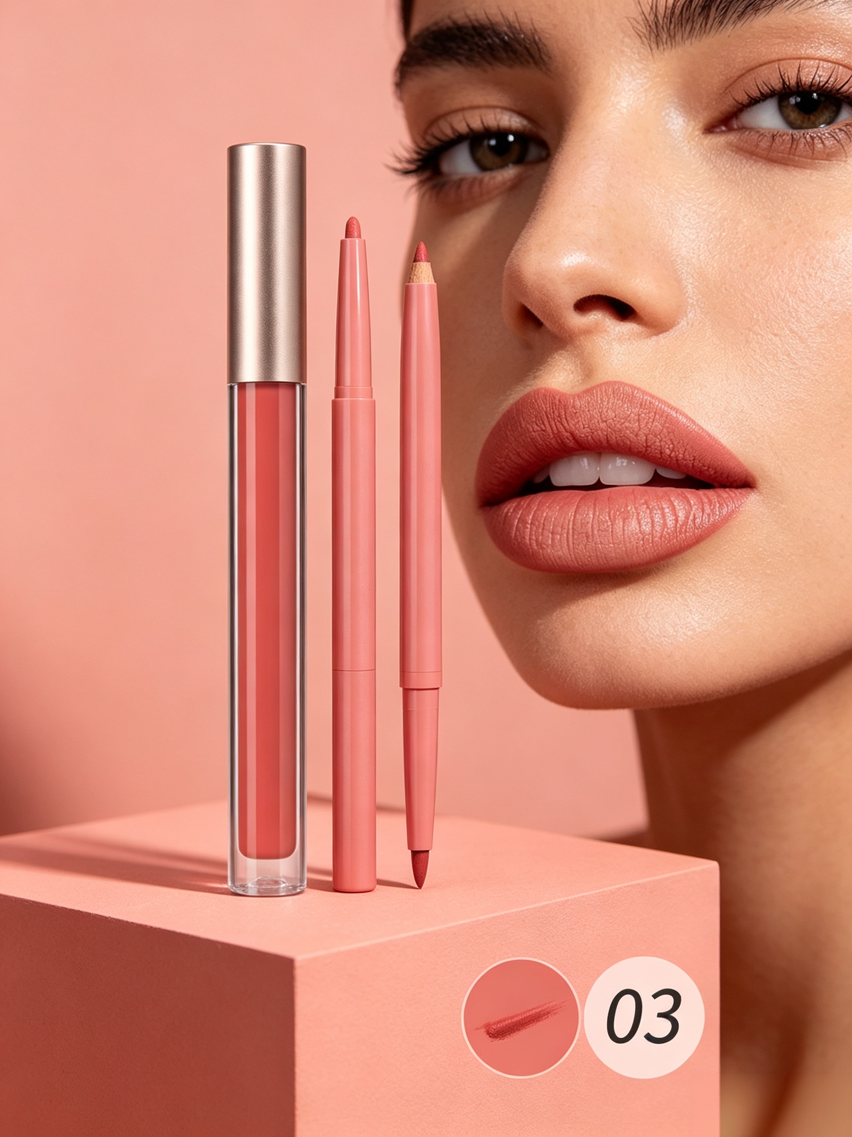 Lip Liner and Matte Lip Mud 2 in 1 Set