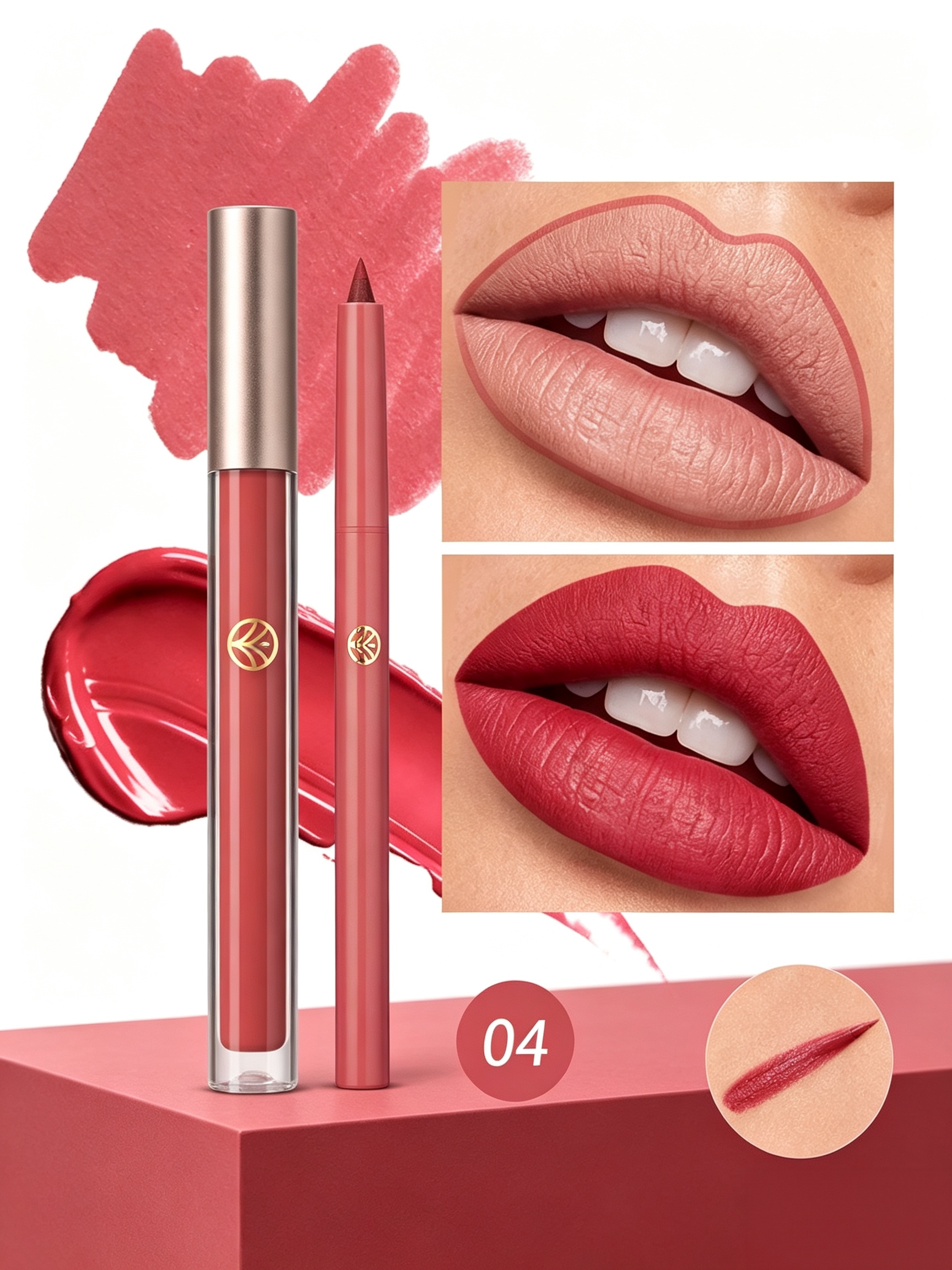 Lip Liner and Matte Lip Mud 2 in 1 Set