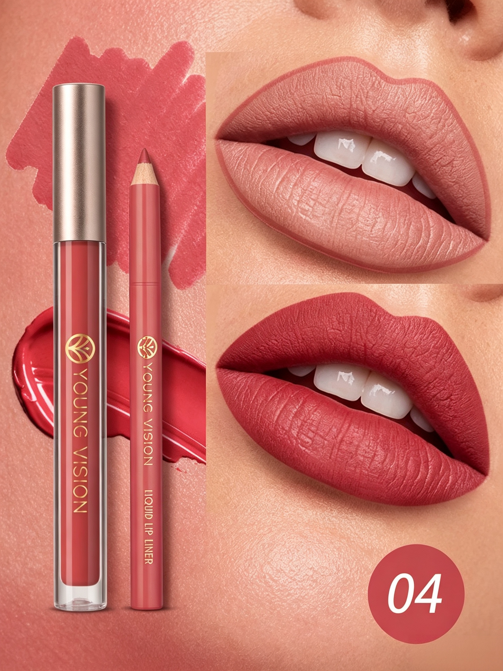 Lip Liner and Matte Lip Mud 2 in 1 Set
