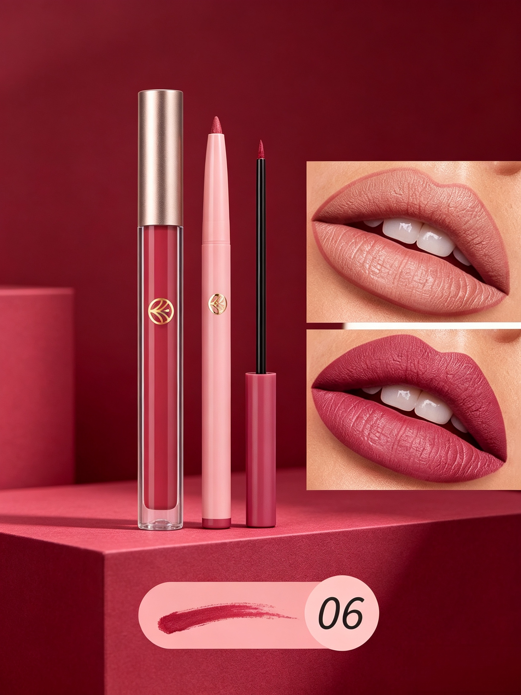 Lip Liner and Matte Lip Mud 2 in 1 Set