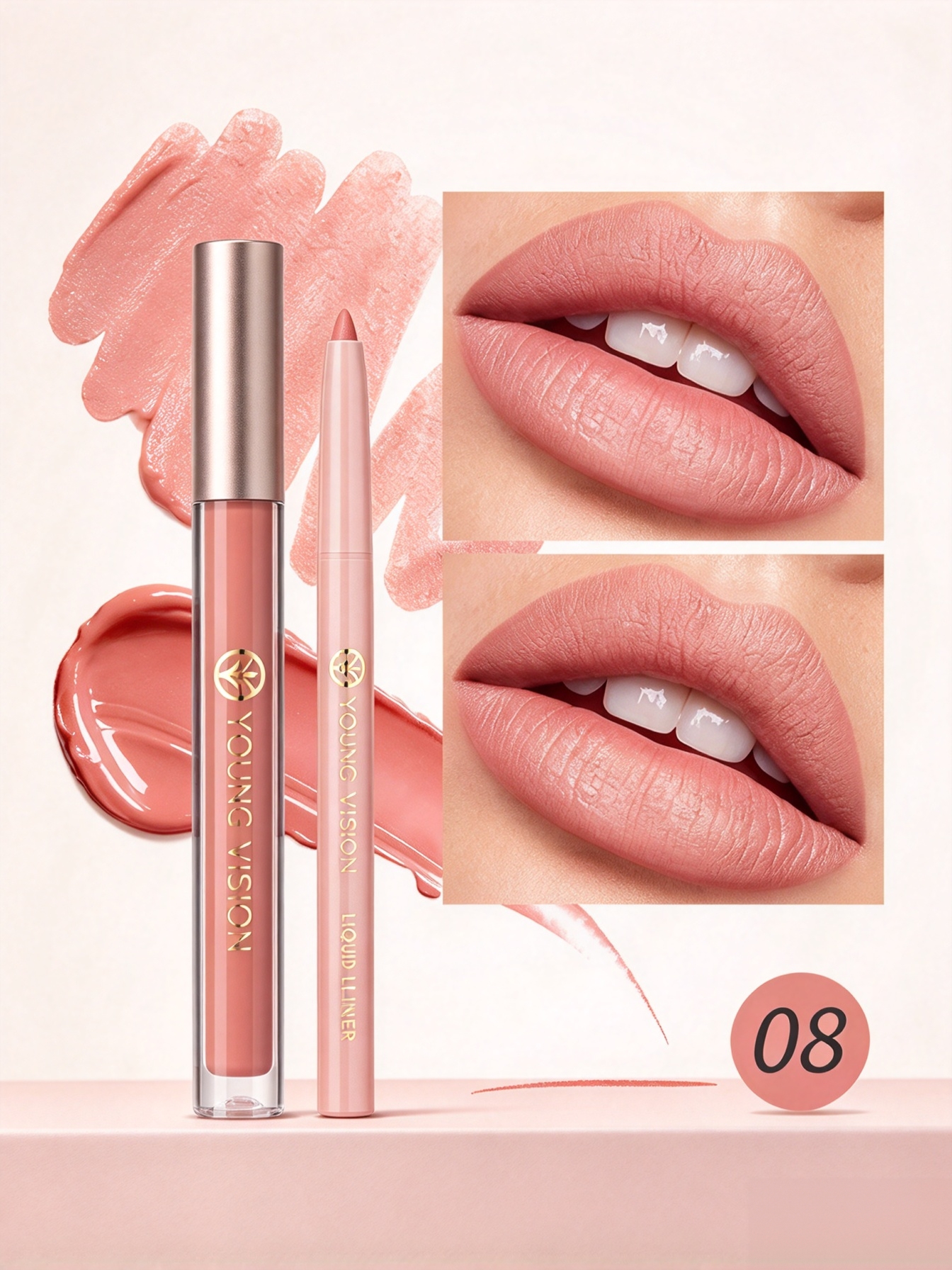 Lip Liner and Matte Lip Mud 2 in 1 Set
