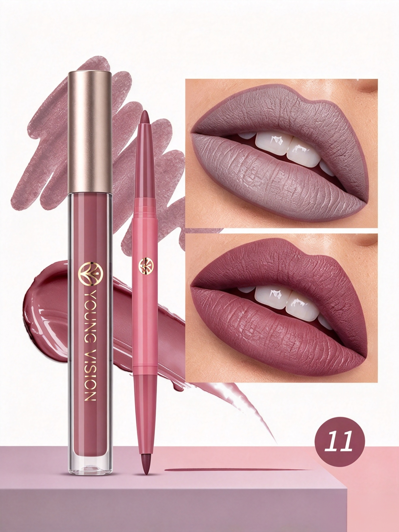 Lip Liner and Matte Lip Mud 2 in 1 Set