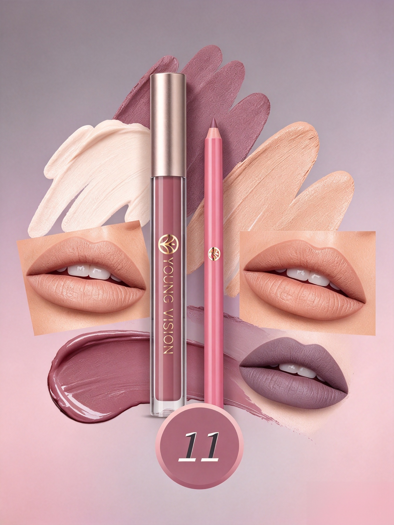Lip Liner and Matte Lip Mud 2 in 1 Set