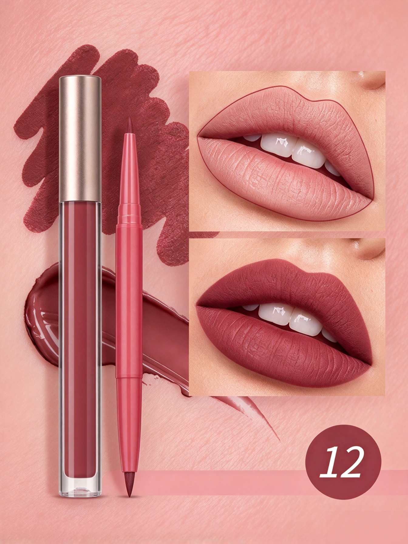 Lip Liner and Matte Lip Mud 2 in 1 Set