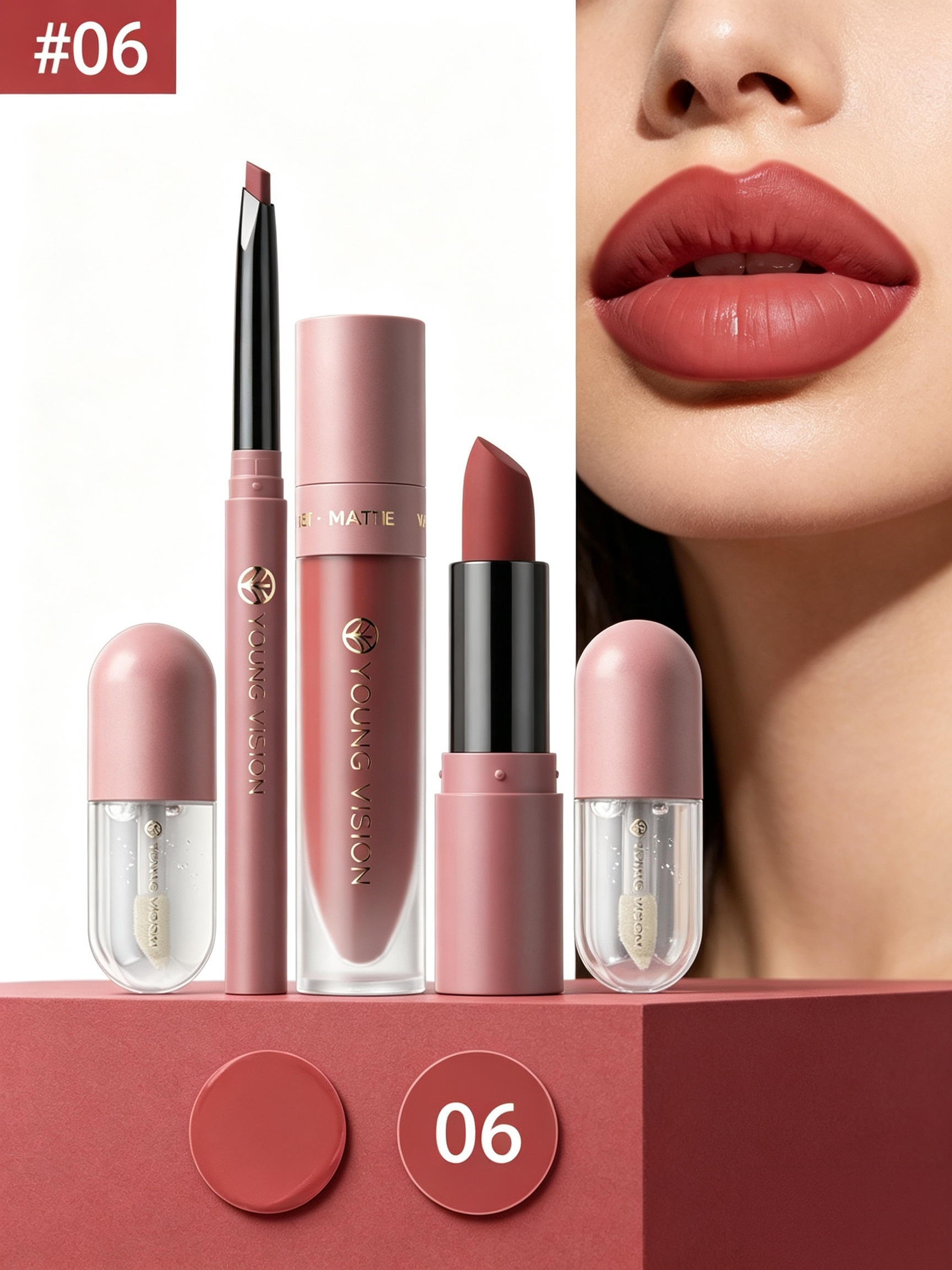 Burgundy Lip Makeup Set