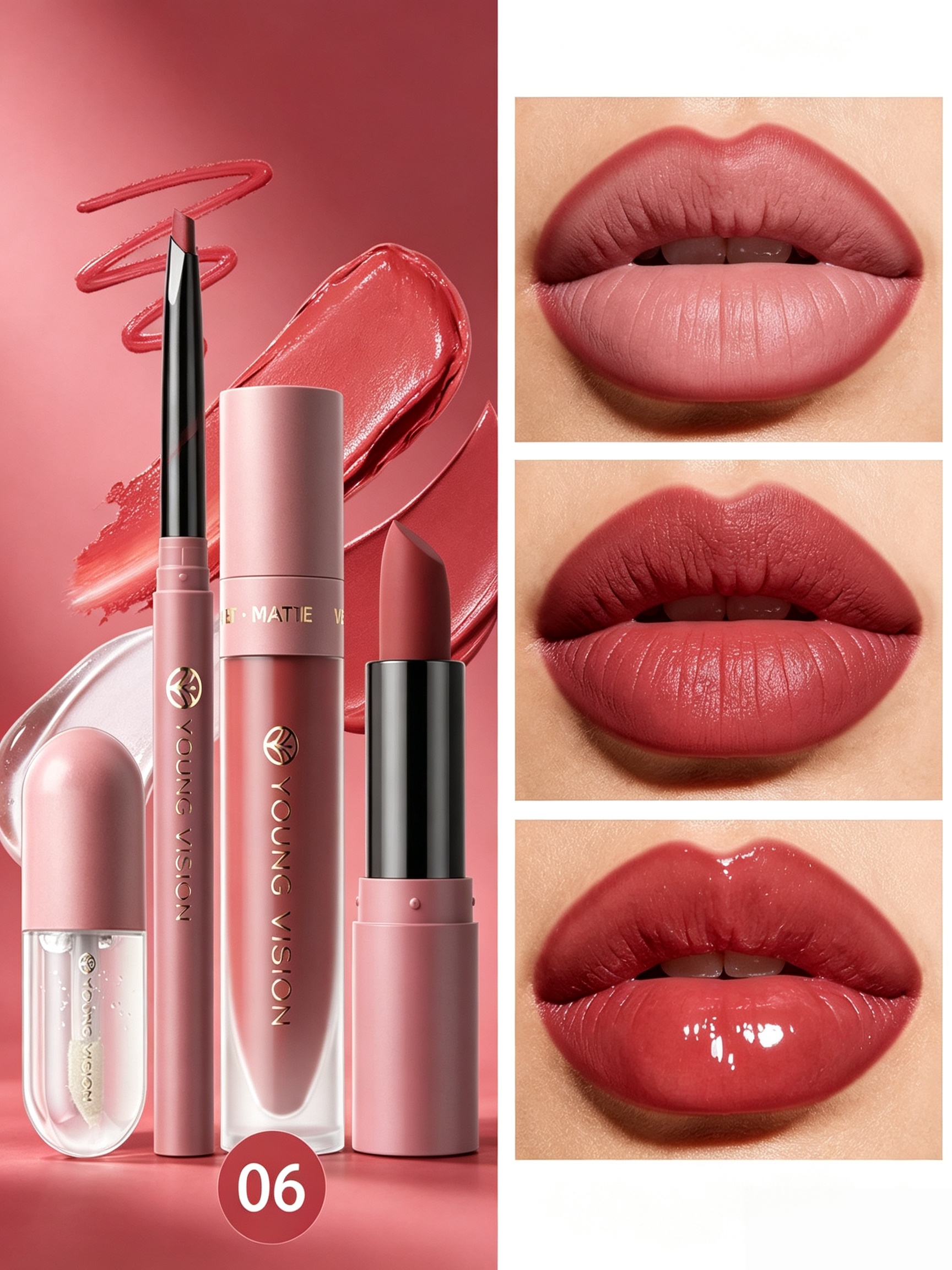 Burgundy Lip Makeup Set