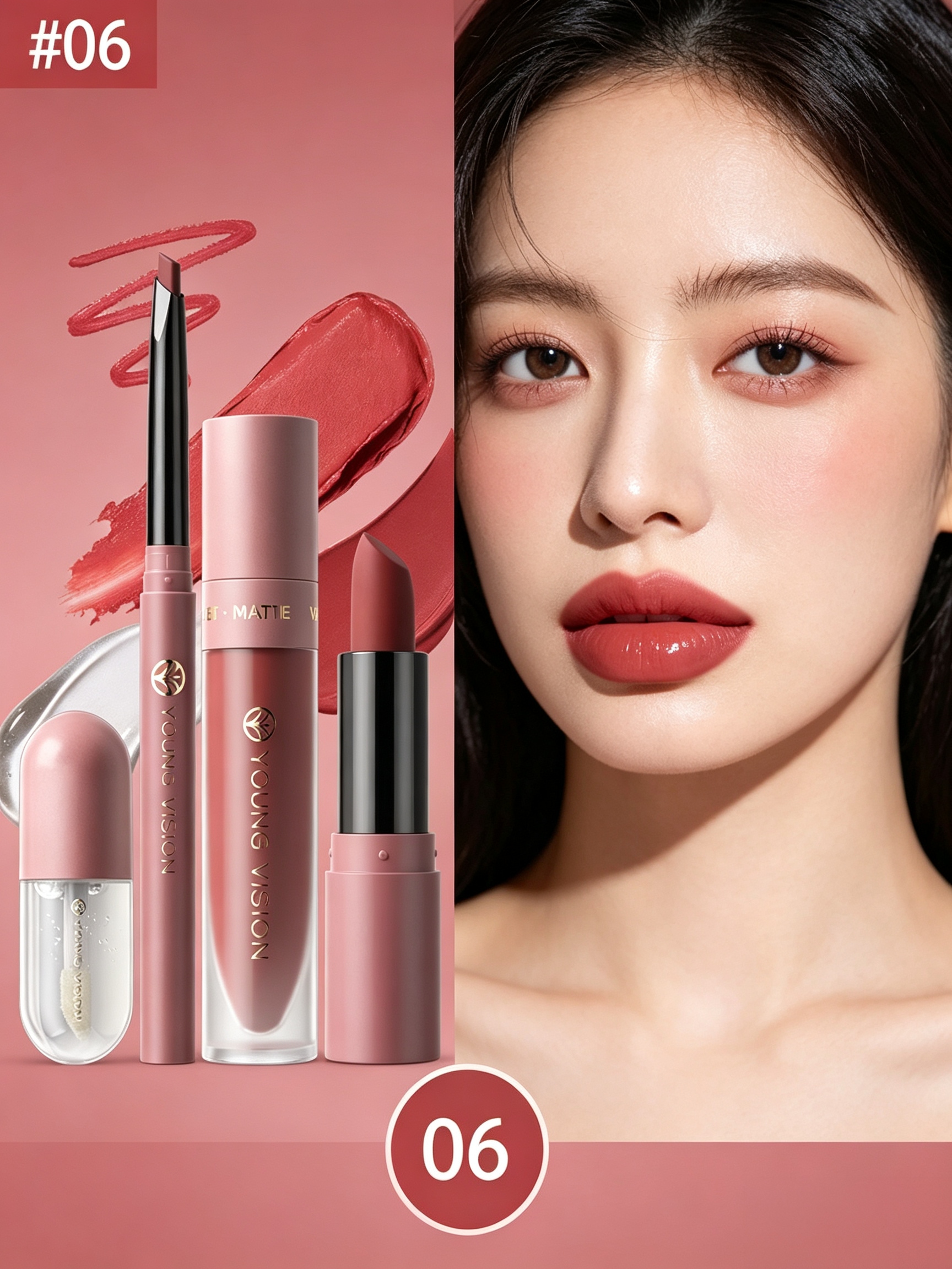 Burgundy Lip Makeup Set