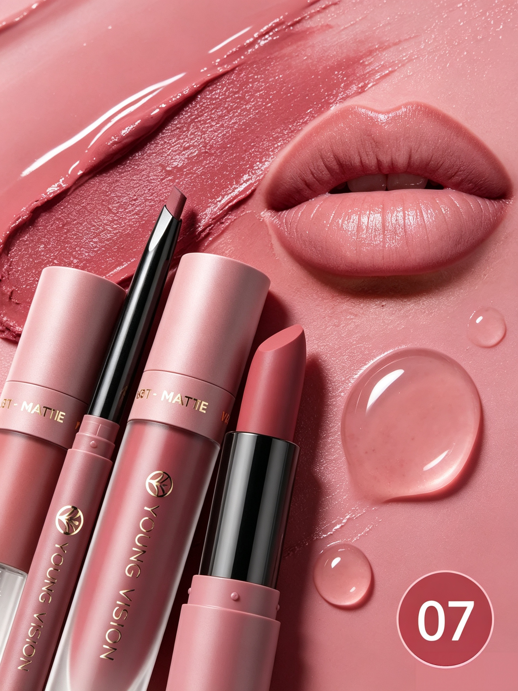 4Pcs Lip Makeup Set, Matte Lipstick Lip Mud Lip Liner and Lip Oil Kit