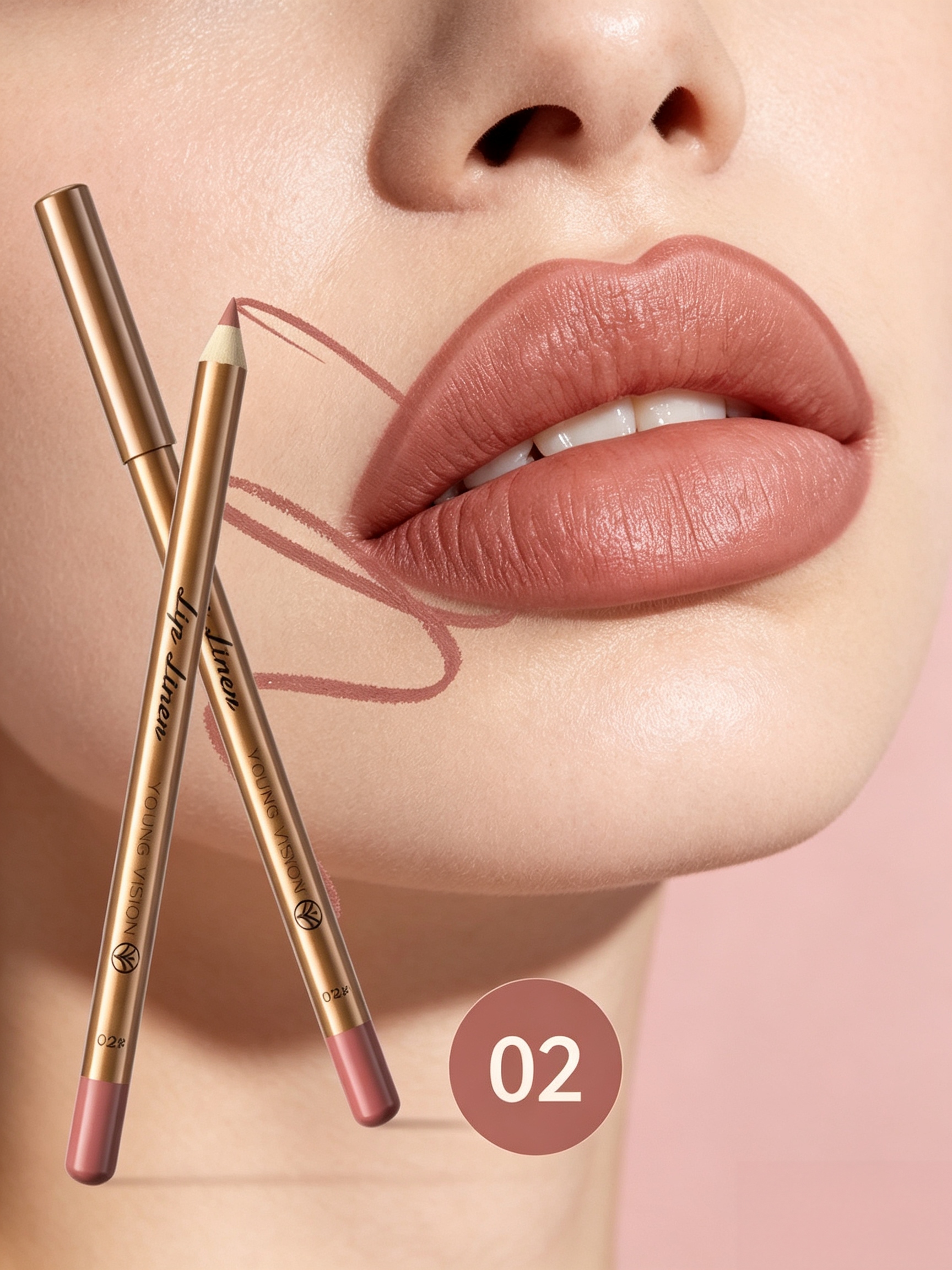 Lip Liner and Matte Lip #02 Long Lasting Non-Transfer Nude Lipstick Lip Makeup Kit