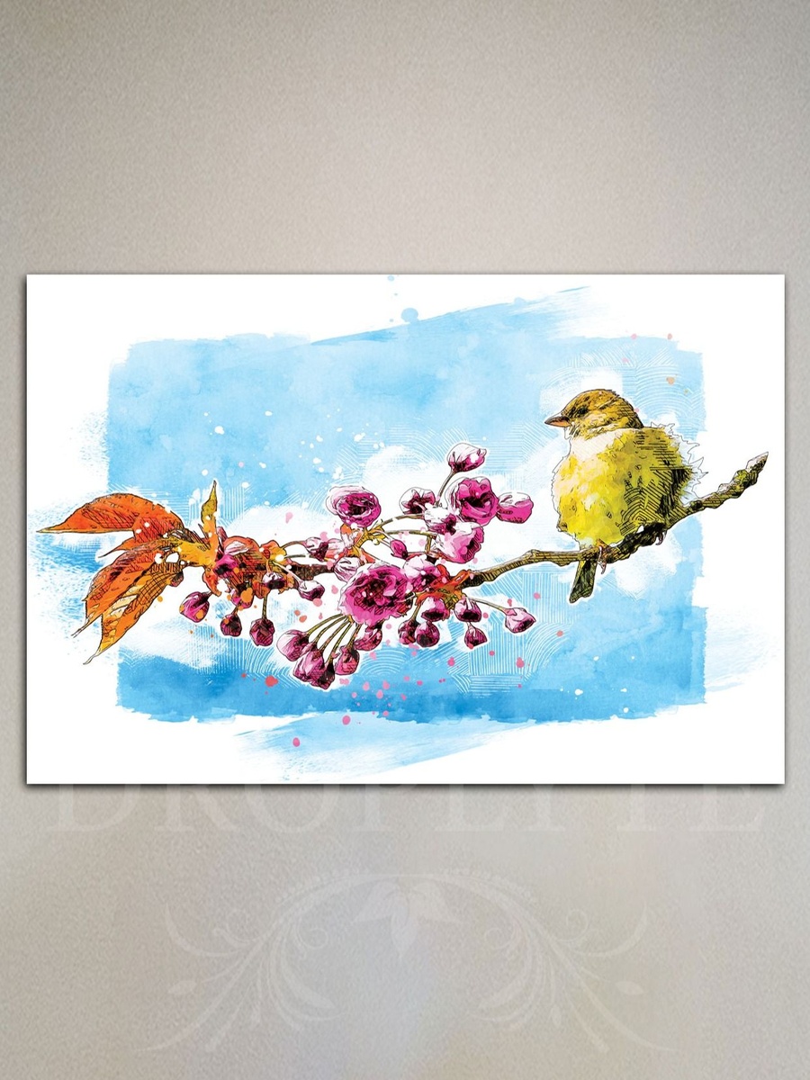 Beautiful Sparrow Bird Painting Decorative Wall Art, 60cm x 40cm